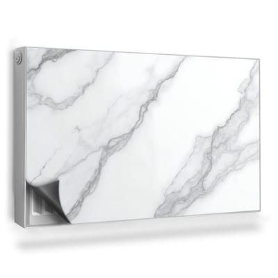 Wallfluent Magnetische Radiatorfolie - Radiator Afdekmat - 100x60 cm - Fijne Marmertextuur Elegante Steen - Radiatorfolie Tot 60°C - Wit Marmer Radiator Folie Magnetisch
