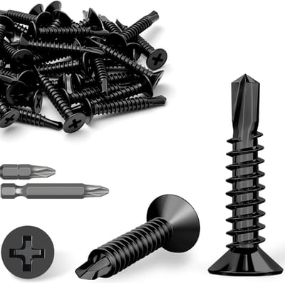 Allecto - Zelftappende Schroeven - 60 Stuks - 4.8x25mm - Black Countersunk Phillips - Geschikt voor Industrieel Gebruik - Met Boorfunctie