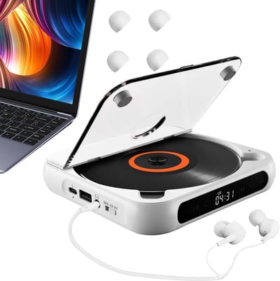 Draagbare Cd Speler - Muziekspeler Oortelefoon - Muziek Luisteren Auto - Touch Control Scherm - 135mm breed - Wit