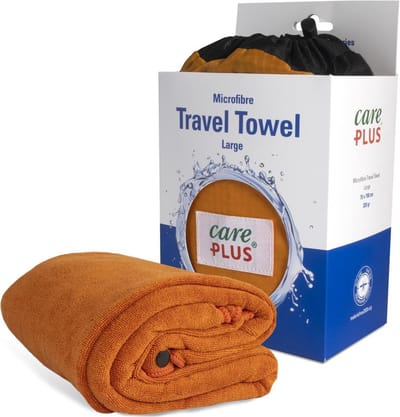 Care Plus Reishanddoek microvezel - Maat: large 75 x 150 cm - Oranje - Travel Towel