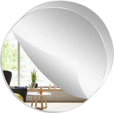 Set van 2 Acryl Ronde Spiegels - Zelfklevende Wanddecoratie voor Woonkamer en Slaapkamer (24 * 24cm) - Perfecte Accessoire voor Interieur en Decoratie