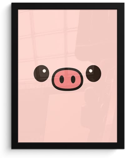 Poster in lijst - Fotolijst 30x40 cm - Posters - Varken - Roze - Minimalistisch - Posterlijst zwart - Decoratie - Wanddecoratie woonkamer - Muurdecoratie slaapkamer