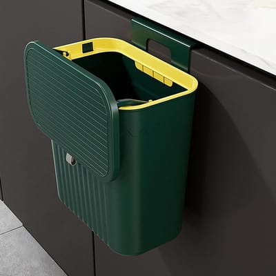 Opknoping prullenbak keuken met deksel, keuken muur prullenbak camping auto hangend voor kastdeuren, badkamerkast, 27 x 13 x 29 cm