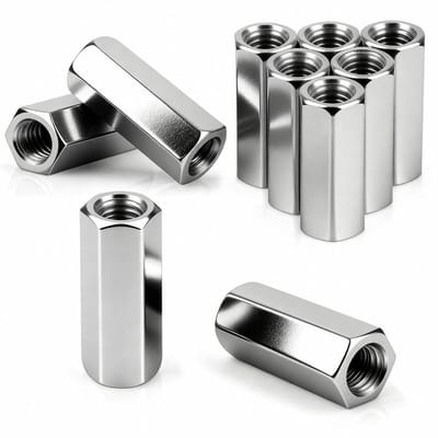 Verbindingsmoeren M8 x 50mm - Gegalvaniseerde Stalen Hexagon Draadhulzen voor Bevestigingsschroeven - Set van 10 Stuks voor Huishoudelijke en Kantoorapparatuur