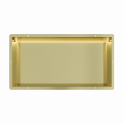 Mat goud RVS Inbouwnis 30x60x10cm met tegelflens en LED verlichting