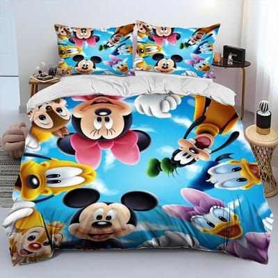 Mickey Mouse Cartoon Donald Duck HD Dekbed Beddengoed Set Dekbedovertrek Bed Set Dekbedhoes Kussensloop Queen Beddengoed Set Volwassene Kind AU Single(140*210cm)3pcs