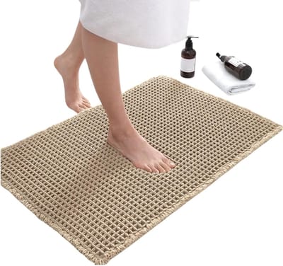 Wasbare Antislip Badmat in Bohemian Stijl, Zacht en Comfortabel, Ideaal voor Badkamer en Douche, Verkrijgbaar in 4 Kleuren, 43-46cm x 60-77cm