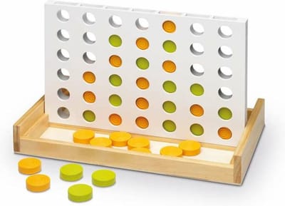 Cayro Acierta 4 - Houten Vier op een Rij Strategiespel - Educatief Familiespel FSC-hout - 2 Spelers - Speelduur 15 Minuten - Vanaf 7 Jaar - Natural Games Collectie - Logisch Denkspel Kinderen en Volwassenen