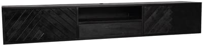 StarFurn Zwevend Tv-meubel New York - Zwart Hout - 240x35x33cm