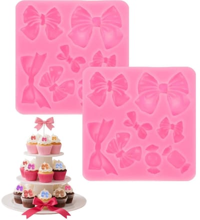 2 stuks - Chocolade strikvorm - Mini siliconen strikvorm - Snoepvorm - Roze - Strikfondantvorm - Roze - 8,8*8,8 cm - Geschikt voor lijm, kleidecoratie, ornamenten, bakken