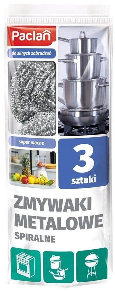 Paclan - Metalen Spiralenspons - 3 stuks - Roestvrij staal