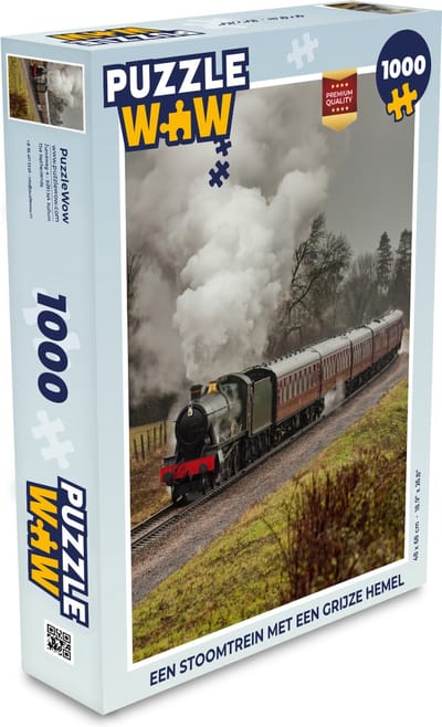 Puzzel Een stoomtrein met een grijze hemel - Legpuzzel - Puzzel 1000 stukjes volwassenen