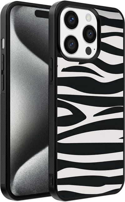 Smartphonica Telefoonhoesje geschikt voor iPhone 15 Pro met zebra opdruk - TPU backcover case zebra design - Zwart Wit geschikt voor iPhone 15 Pro