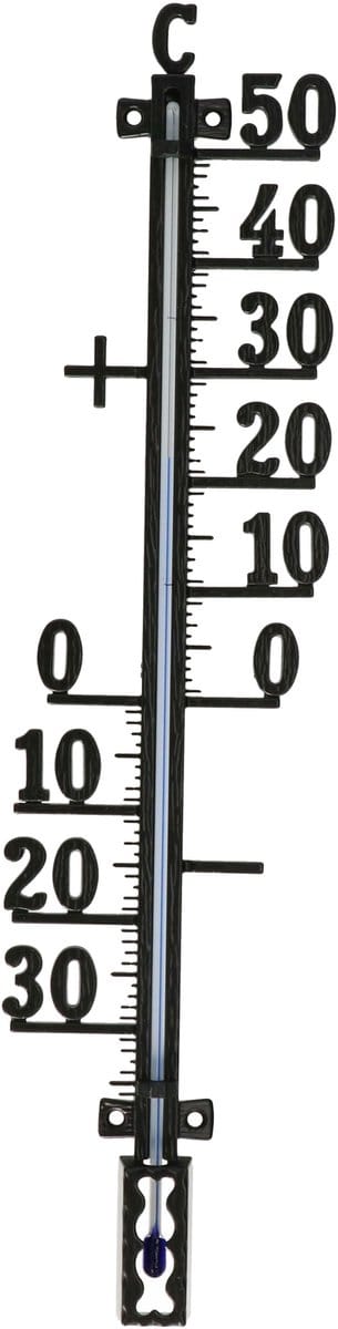 TFA Buiten Thermometer - analoog - metaal - zwart - 41 x 10 cm - buiten - tuindecoratie