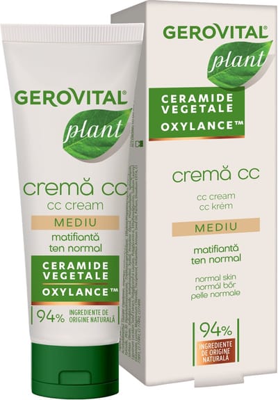 Gerovital Plant CC Cream – Matterende Gezichtscrème met Ceramiden – Medium Tint – Natuurlijke Finish – Egaliseert & Matteert - 30 ml