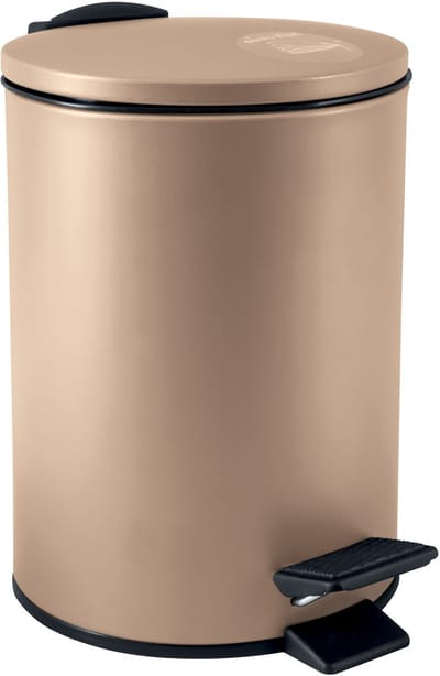 spirella Pedaalbak 3L - ADELAR - Adelar Pedaalbak 3L - Softclose Prullenbak met Uitneembare Binnenemmer - Mat Staal - 16.8 x H 25 cm - Cappuccino