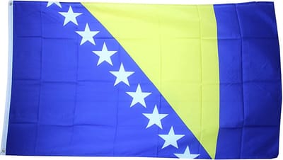 Senvi Printwear - Flag Bosnia and Herzegovina - Grote Bosnië en Herzegovina vlag - Gemaakt Van 100% Polyester - UV & Weerbestendig - Met Versterkte Mastrand - Messing Ogen - 90x150 CM - Fair Working Conditions