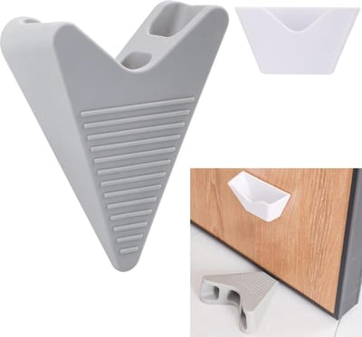 SnelShoppen - Pack van 2 Deurstoppers - Robuuste Rubber Deurwig met Houder, Antislip Decoratieve Deurstopper voor Binnen en Buiten, Tapijt, Laminaat,