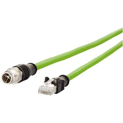 Metz Connect 142M2X15050 M12 Netwerkkabel, patchkabel CAT 6A S/FTP 5.00 m Groen PUR-mantel, Zuurbestendig, Ozonbestendig, UV-bestendig, Geschikt voor