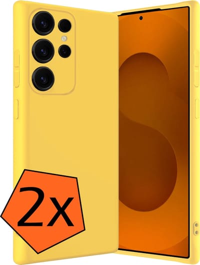 Hoes - 2 Stuks - Geschikt voor Samsung Galaxy S25 Ultra - Sterk & Shockproof - Case Siliconen - Back Cover - Telefoon Hoes - Geel