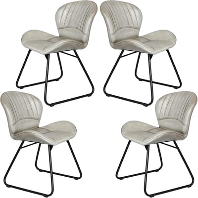 Leren stoel gestoffeerde stoel eetkamerstoelen – lichtgrijs