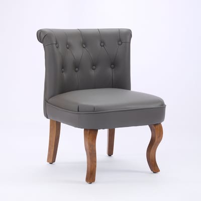 Lounge Stoel - Echt Leder - Grijs - Massief Rubberhout Poten - Comfortabele Woonkamerstoel