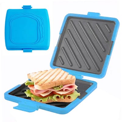 Sandwichpers – Keukengerei - Voor gebruik in de magnetron – Geen elektriciteit nodig – Ideaal voor het verwarmen van toast – Siliconen – Blauw