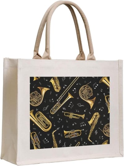 Draagtas Canvas - Schoudertas Tote - Boodschappen Doen - Muziekprint Design - 40 x 33 cm - Niet gespecificeerd