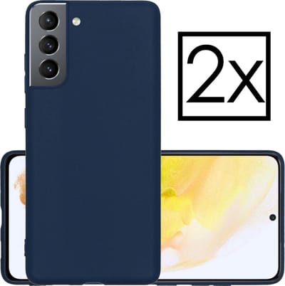 Hoesje - 2 Stuks - Geschikt voor Samsung Galaxy S21 - Sterk & Shockproof - Case Siliconen - Back Cover - Telefoon Hoes - Donkerblauw