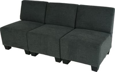 Modulaire 3-zits bank Lyon, stof/textiel ~ antracietgrijs, zonder armleuningen