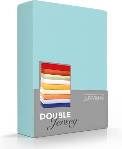 Romanette Hoeslaken Double Jersey Aqua-160/180/200 x 200/210/220 cm