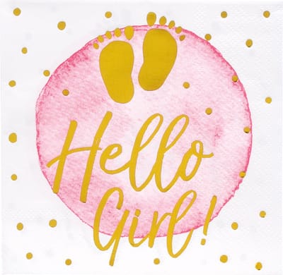 Boland - Set 20 papieren servetten 'Hello girl!' - Geen thema - Babyshower