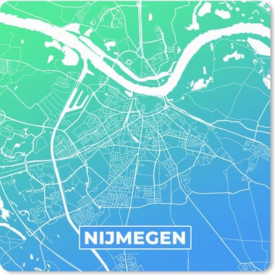 Muismat 20x20 cm - Mousepad Stadskaar - Nijmegen - Groen - Blauw - Muismatten