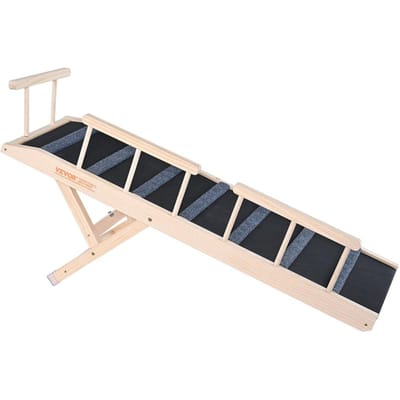 Rampe pour chien, Rampe pliable pour animaux de compagnie pour lit, Rampe réglable pour chiens de petite, grande taille, chiens âgés et chats, Rampe en bois pour animaux de compagnie avec rampe de 47,2  de long, Réglable à partir de 13,8