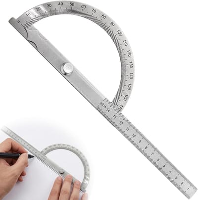 Metalen gradenboog (0-180 graden) met duidelijke schaal voor timmerlieden en modelbouwers, 120 mm, precisie en duurzaamheid