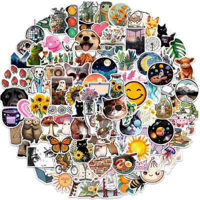 Dailygoods- Muurstickers 100-delige set - Waterdichte PVC stickers - Veelkleurige ontwerpen - Voor laptop/bagage - Duurzaam en zonbestendig - Stickerset
