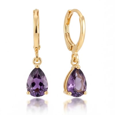 Aramat Jewels | Oorringen | Goudkleurige Mini Oorringetjes Meisje – Paarse Zirkonia – 10mm | | | |2mm | Staal | Kinderen, Volwassenen | Verkleurd niet