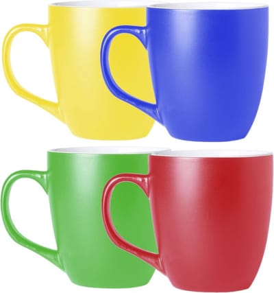 Bellatio Design Koffie mokken/bekers Artista - 4x - keramiek - met oor - multi kleuren - 440 ml