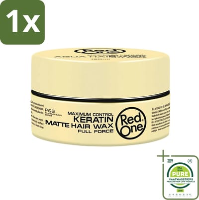 1 x Red One - Haarwax - Keratin Matte - Versterkende Styling - Voor Sterke Hold & Matte Look - 150 ml - Haarwax - Keratine - Matte Finish - Styling Wax - Haarversterking