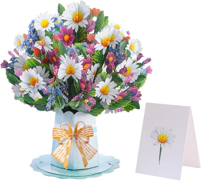 Pop-up Kaart - 3D Wenskaart - Gevoelens Uiten - Bloemen Verwelken Nooit - 255 x 26 cm - Madeliefje