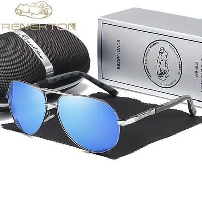 K&R Ventures® Piloten Zonnebril – Gepolariseerd – Unisex Dames & Heren – Grijs Frame & Blauwe Glazen – Luxe Cadeaupakket met Etui & Poetsdoekje – UV400 Bescherming – Stijlvolle Aviator Bril