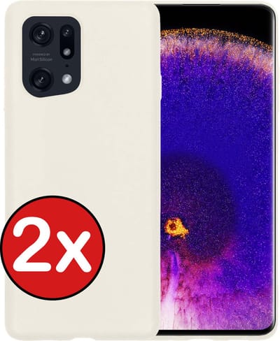Hoesje - 2 Stuks - Geschikt voor OPPO Find X5 - Sterk & Shockproof - Telefoonhoes - Back Cover - Case Siliconen - Telefoon Hoes - Wit