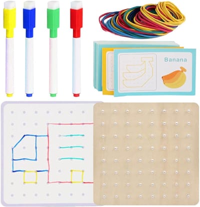 Houten Geoboard - Puzzelbord Kinderen - Fijne Motoriek - Veilig Ontwerp - 165 x 162 cm - Houtkleur