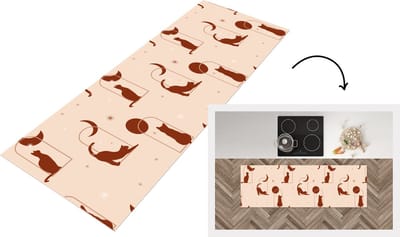 Keukenloper - Loper keuken - Kat - Sterren - Patronen - 150x50 cm - Keukenloper vinyl