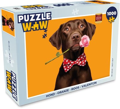 Puzzel Hond - Oranje - Roos - Valentijn - Legpuzzel - Puzzel 1000 stukjes volwassenen