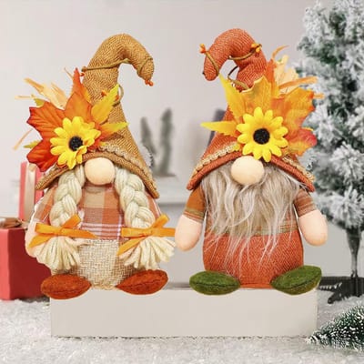 Herfstdecoratie Gnome Set van 2 - Pluche Dwergen voor Oogstfestival en Feestdagen - Perfect voor Thanksgiving en Kerstdecoraties