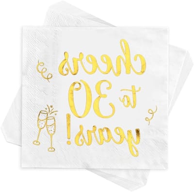 Papieren Servetten 30ste Verjaardag - Goudfolie Print - 40 Stuks - Ideaal voor Feestdecoratie - ShopVlot