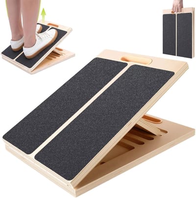 Houten Balansbord En Schuin Bord - Schuine Plank Voor Oefeningen - Kalfstrekker En Wiebelplank - Kalfsbrancard Met Schuine Plank