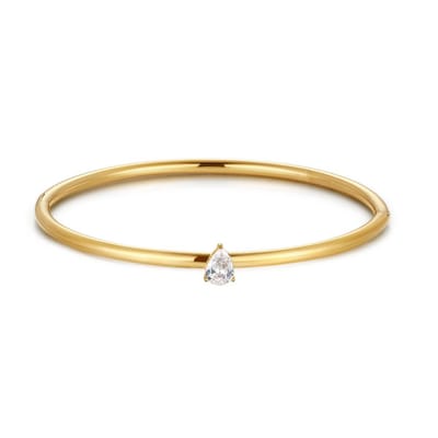 Twice As Nice Armband in edelstaal, druppelvormige steen Goudkleurig 16cm