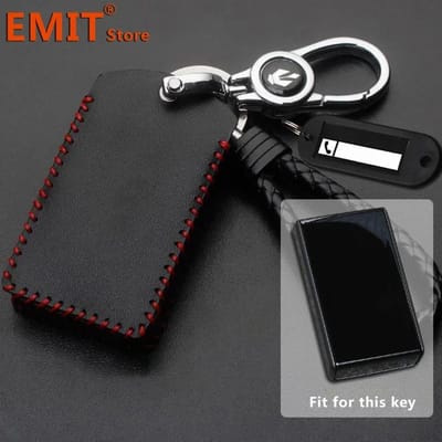 Pour Volvo Ex30 Étui de Clé de Voiture Housse de Protection Télécommandée Sac Coque Porte-Clés Anneau Porte-Clés Accessoires Fob Cuir Véritable Fait Main fit for Volvo EX30 black